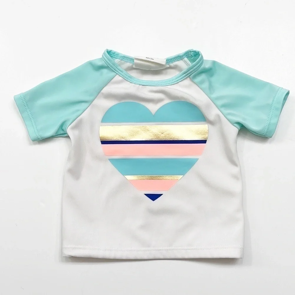 Crazy 8 heart print baby swim rashguard